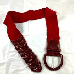 Motif 56 red braided buckle stretch waist belt